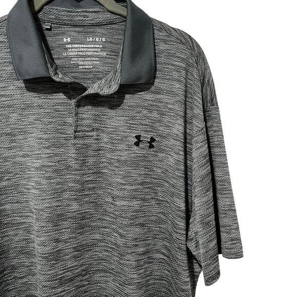 Under Armour Polo Shirt Mens L The Performance Polo Heatgear Dark Gray Golf - Picture 1 of 7